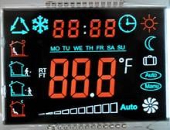 段式黑膜假彩溫控器LCD液晶屏